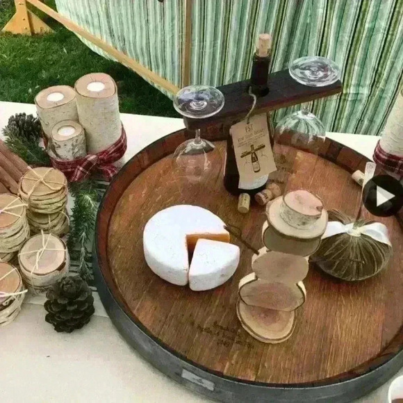 Handmade Lazy Susan Wine Barrel Top - Picture 1 of 4